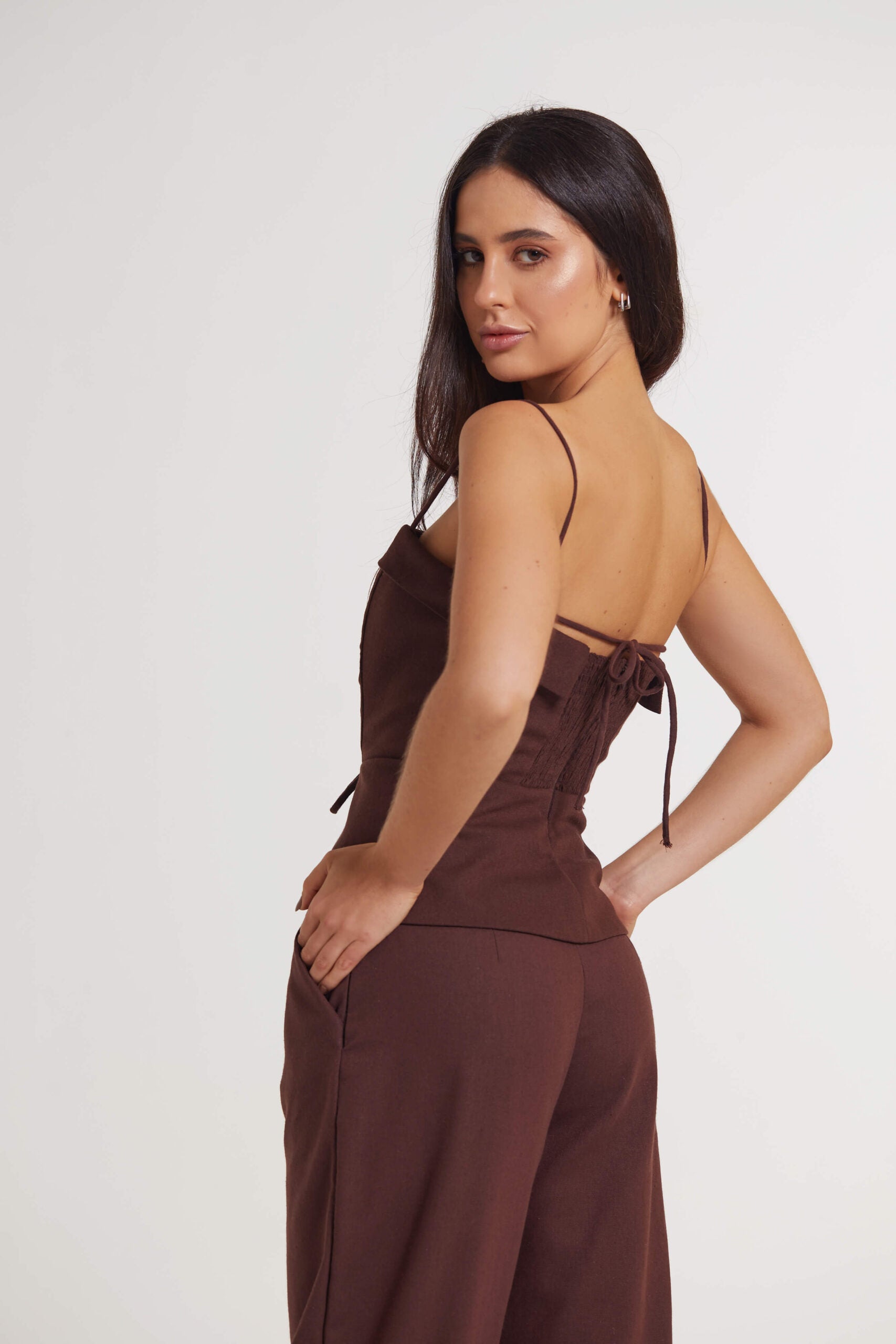 Top de linho Afogatto brown