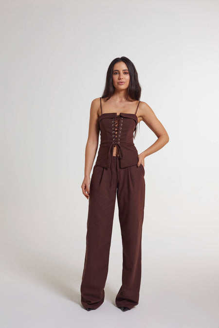 Calça de linho Machiatto brown