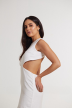 Vestido de linho Mocha off white