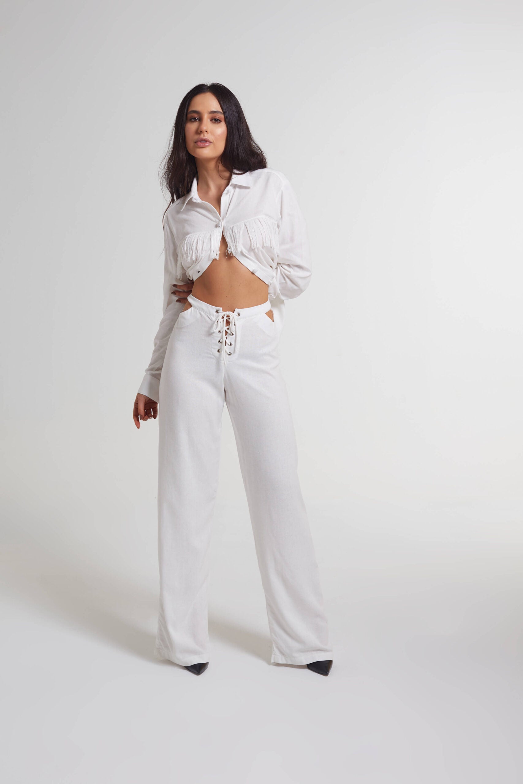Calça de linho Espresso off white